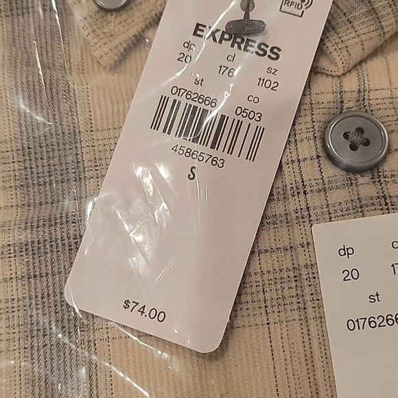 Express Plaid Stretch Corduroy Shirt, size S - Picture 3 of 4